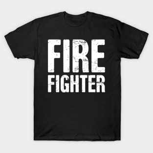 Distressed FIRE FIGHTER Text T-Shirt